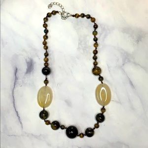 Natural Tiger's Eye & Yellow Jade Necklace